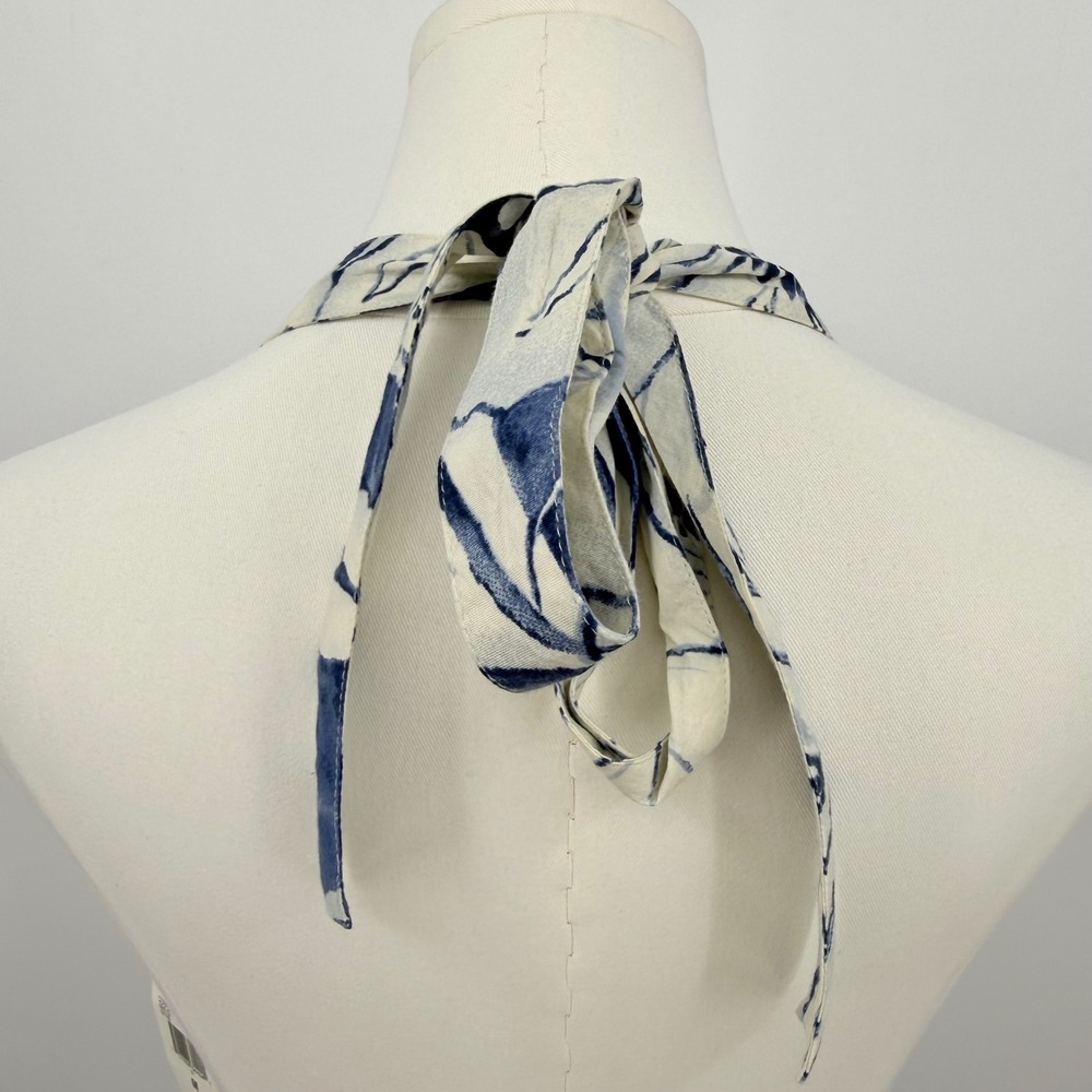 Polo Jeans Co Ralph Lauren Santorini Floral Halter Back Wrap Dress Cotton M - Picture 10 of 11